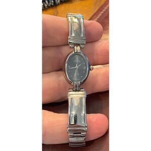 Women's 18mm Silver Tone swiss charter Watch, Black Face